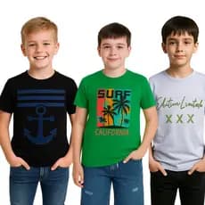 Kit  3 Camisetas manga curta  blusa em Algodão menino Infantil Juvenil Tamanhos 10 ao 16 anos