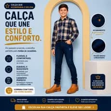 Calça Jeans Infantil Masculina Slim 08 ao 16 Anos | Jeans Premium com Elastano | Confortável e Moderna para Meninos