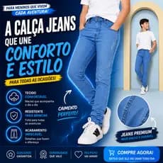 Calça Jeans Infantil Masculina Slim Azul Claro | Jeans Confortável Menino 8 ao 16 Anos