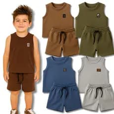Kit 6 ou 10 Peças Sortido Conjunto Regata Monocromático Liso Masculino Infantil Juvenil