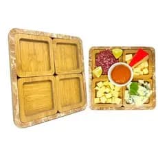 Conjunto Petisqueira Madeira Quadrada 4 Pecas Organizador Mesa Elegante