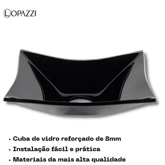 Cuba Lopazzi PIA DE VIDRO QUADRADA PARA BANHEIRO E LAVABO RT 30CM - MODELO DE APOIO 8MM