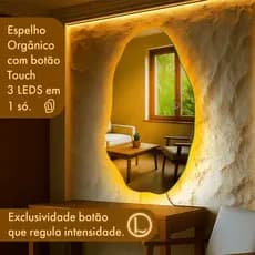 Espelho Lopazzi Lopazzi Orgânico Com Led Touch Dimerizável 115x60cm Quarto Sala Hall Provador Pinterest