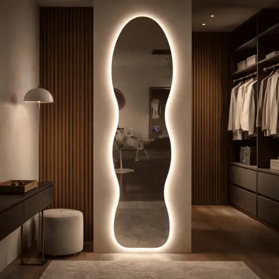 Espelho Lopazzi Organico 150cm Grande Parede Led Corpo Inteiro Loja Moldura Aura 150x40cm Led