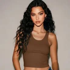 Top Cropped Feminino Cores Regata Suplex com Forro Duplo Gola U