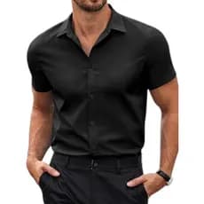 Camisa manga curta slim social masculina sem bolso premium branca look tendência nacional