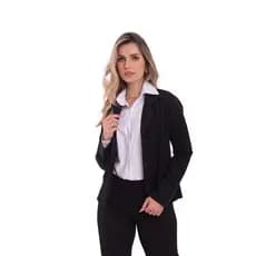 Blazer feminino social com forro em two way bi elastic com lycra