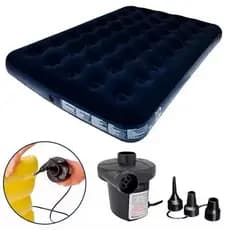kit Colchao Inflavel Casal Suporta 300 Kilos + Bomba de Ar Eletrica Bivolt