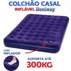 Colchão Inflável Casal + Inflador Embutido Com Kit reparo Incluso Resistente