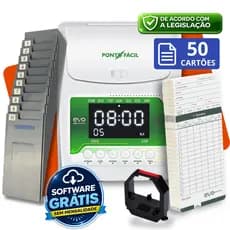 Relógio Bater Ponto Cartográfico + Chapeira + 50 Cartões Ponto Registro Máquina Manual Kit