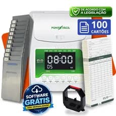 KIT Relógio Bater Ponto Digital Funcionário Cartográfico  + Chapeira + 100 Cartões Máquina Manual