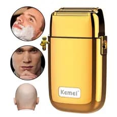 Máquina shaver Barbeador Elétrico Kemei Original Dourado Recarregável Bivolt Tx1