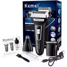 Maquina De Barbear Aparador Elétrico 3 Em 1 Kemei 6558 Promoção