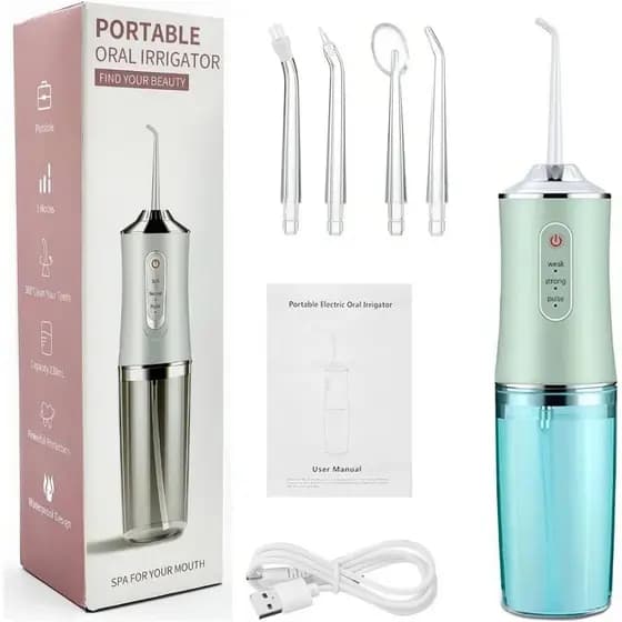 Irrigador Dental Oral Portátil Recarregável USB 220ml Limpeza Bocal Jato Forte Promoção