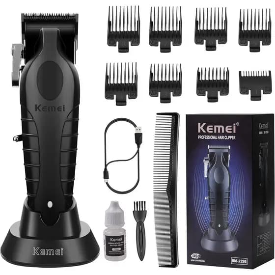 Kemei 2296 Aparador D Cabelo Profissional Sem Fio Potente Máquina Corte Recarregável