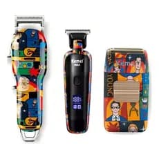 Kit Combo PRO Original Kemei Maquina de Cortar Cabelo KM-MAX-2092 Acabamento KM-MAX-5090 Shaver KM-1102H