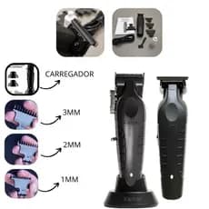Combo Kemei Original: Máquina Cortar Cabelo 2299 + Máquina Acabamento 2296