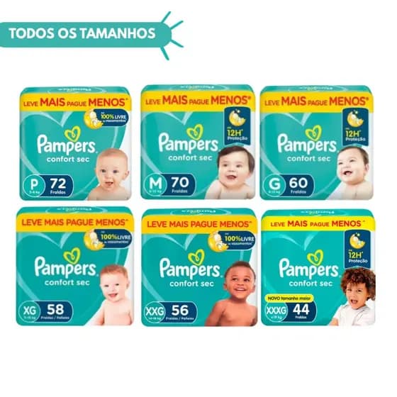 Fralda Pampers Confort Sec Pague mais por menos (escolha o tamanho)