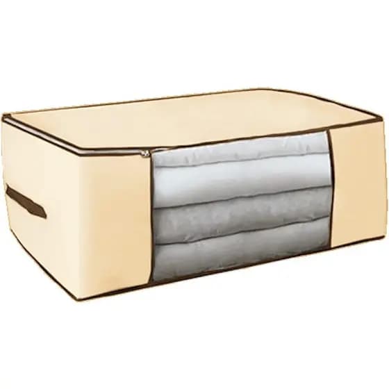 Organizador Multiuso 45x45x20cm para Roupas Camiseta Calças Jeans Edredom (Bege) Guarda Roupa Closet