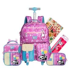 Kit Mochila Escolar Carrinho Pandinha Petit Miçangas Meninas Escolar Original