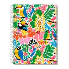 Kit 1/2/4 Cadernos 10 Matérias 160 Folhas Paradise Floral Estampado Meninas Nova Cadernos