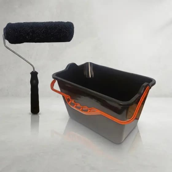 Rolo Massa Corrida Acrilica + Garfo Gaiola 23cm + Caçamba de 11 Litros Kit Compeleto