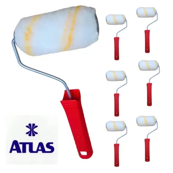 Kit Rolo De Pintura De Lã 9cm Atlas AntRespingo Acabamento Parede e Teto Envio Rápido