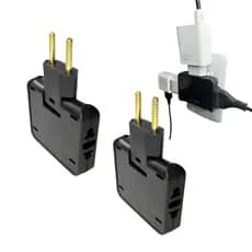 Adaptador T Benjamim Tomadas Universal 10A 20A Ajuste 90° Preto 3 Saídas