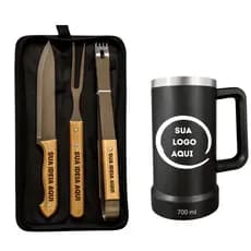 Kit Churrasco Personalizado Nome Time Logo + Caneca Copo Térmico com personalização