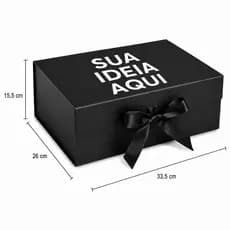 Caixa De Presente Magnética Personalizada 33,5x26x15 Premium Rígida com imã e Fita de Cetim