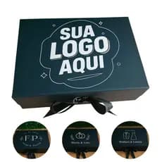 kit 10 Caixas Presente Magnética imã Personalizada Premium Rígida com Fita de Cetim 28x20x9cm
