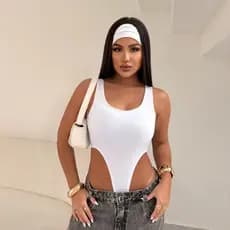 Body Collant Feminino Cavado Regata Com Bojo Sem Transparência Forro Duplo