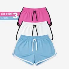 Kit 3 Shorts Feminino Dry Fit Academia Corrida Caminhada Treino Confortável Fitness
