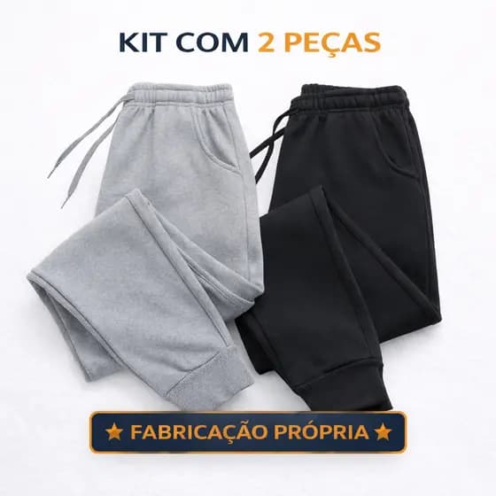 KIT 2 Calças Moletom Unissex Peluciada Para o Inverno