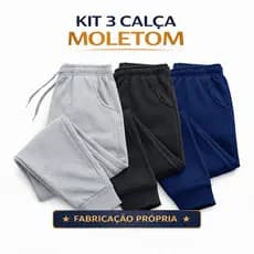 KIT 3 Calças Moletom Unissex Peluciadas Com Punho e Elástico Para Ajuste