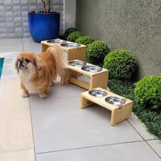 Comedouro Suporte Alimentador Bebedouro Elevado Ração Cachorro Gato Pet Pote Inox Pets