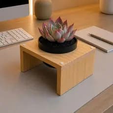 Suporte c/ Vaso para Plantas Vasos em Madeira Decorativo Moderno com Vaso Embutido