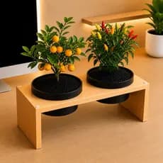 Suporte 20cm + Vaso para Plantas Vasos em Madeira Decorativo Moderno com Vaso Embutido