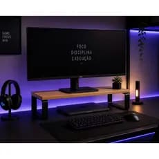 Suporte Monitor Premium Elevado Madeira Maciça Multiuso Gamer PC Computador Tela Apoio