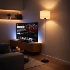 Luminaria 140cm LED c/ Cúpula Moderna BiVolt Chão Estilo Minimalista Abajur Sala de Estar Premium Design