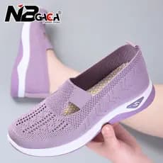 Novo Conforto Sapatos Casuais Femininos De Moda Sola Macia Com Oca E Respirável Para Mulheres Malha