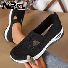 Feminino Casual 2025 Novos Sapatos De Malha Sola Macia Respirável Tênis Confortável Caminhada Ortopédica Para Mães