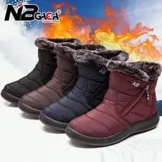 Botas De Neve Femininas Inverno Confortável Tênis De Couro Impermeável Para Mulher Ao Ar Livre Sapatos De Algodão Quente