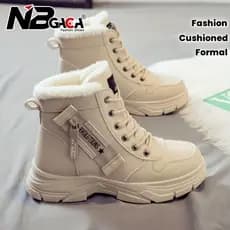 Botas Femininas De Inverno Com Forro Grosso E Isolamento Moda Versátil Sola Grossa Sapatos Antiderrapantes