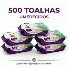 KIT COM 5 PACOTES TOALHAS UMEDECIDAS/LENÇOS BABY FREE C/100-(sem tampa flip-top)