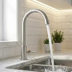 Torneira Pia Cozinha Bancada Inox 304 Escovado Bica Alta Premium Giratória Não Enferruja