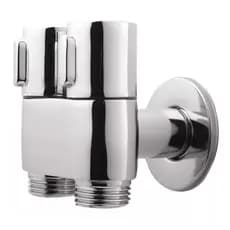 Registro Duplo Metal Cromado para Ducha Higiênica 2 Saídas Máquina Lavar Lavanderia Banheiro Cozinha