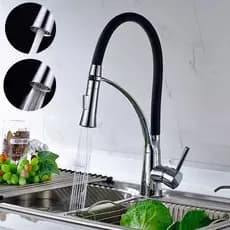 Torneira Gourmet em silicone flexivel Monocomando  Misturador -Preto Fosco com Cromado