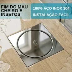 Ralo Click Inteligente Inox 304 Quadrado 10x10 Anti Inseto E Mau Cheiro Banheiro Lavabo