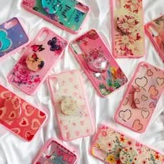 Capinha Para Samsung A01 / Capa Case Feminina Rosa Com Suporte Coração Flores (CF41)